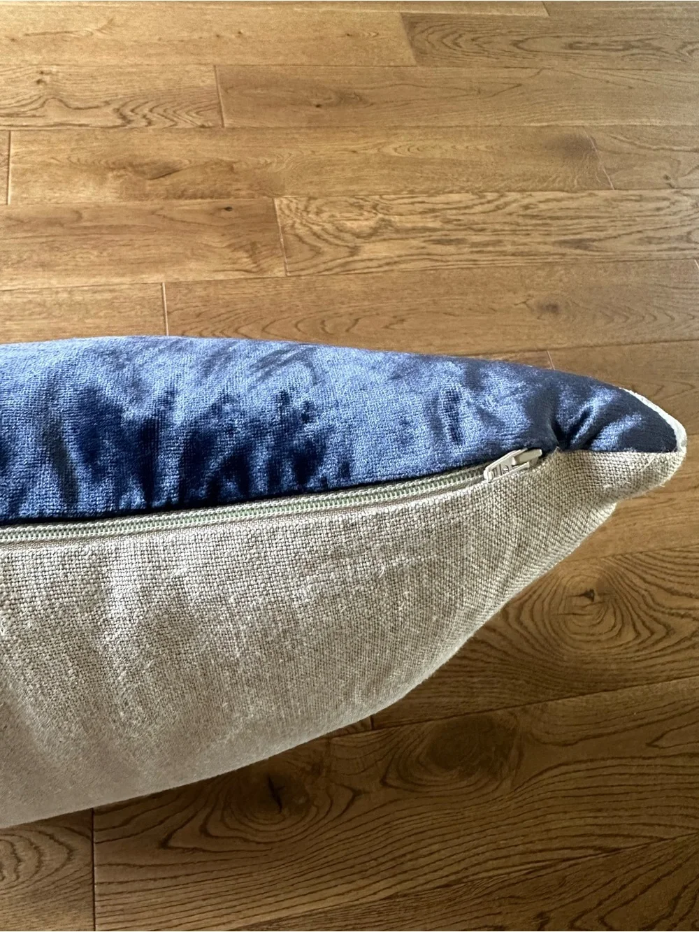 Iosis Paris Luxury Velvet Pillow Blue White Colorblock 24”x24”